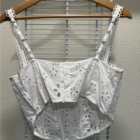 For Love And Lemons White Lace Floral Top - Picture 3 of 5